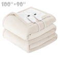 thumbnail image 1 of COWIN Electric Blanket King Size,Flannel and Shu velveteen Heated Blanket with 10 Heating Levels & 1-8 Hours Auto Shut Off, Machine Washable, Beige, 100" x 90", 1 of 8