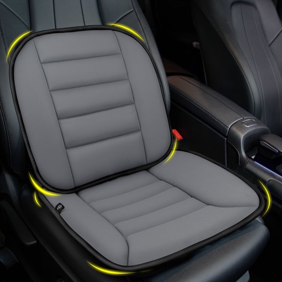 2 Pcs CGW Car Seat Cushion with Lumbar Support Pillow, Memory Foam Pad for Sciatica & Back Pain Relief, Dark Gray