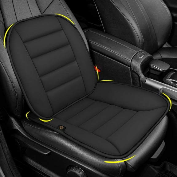 2 Pcs CGW Car Seat Cushion with Lumbar Support Pillow, Memory Foam Pad for Sciatica & Back Pain Relief, Black