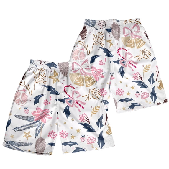 kingque Men Beach Shorts Elastic Waist Bottoms Floral Print Summer Short Pants Hawaiian Beachwear Holiday