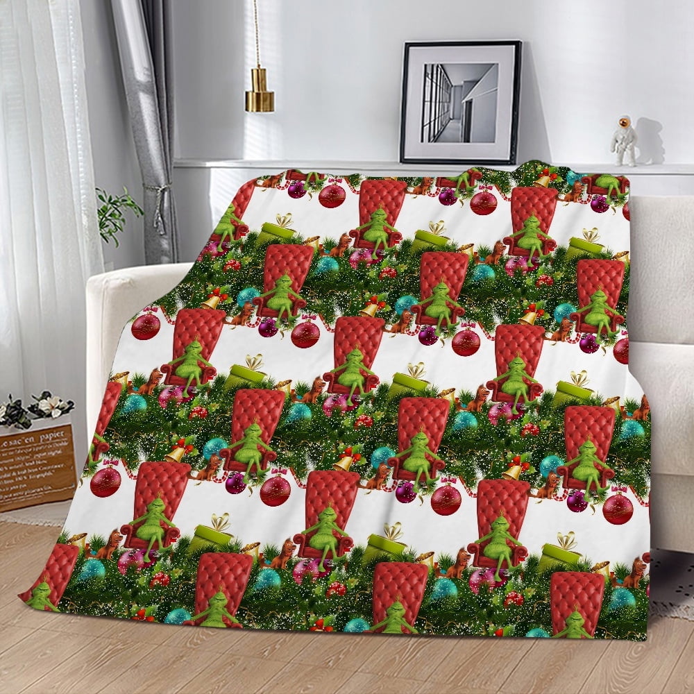 kingque The Grinch Christmas Blankets and Throws Soft Blanket Throw