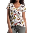 thumbnail image 1 of kingque Womens Floral Prints V Neck Short Sleeve T-Shirt Print Casual Tee Loose Shirts Tops 2XS-8XL, 1 of 5