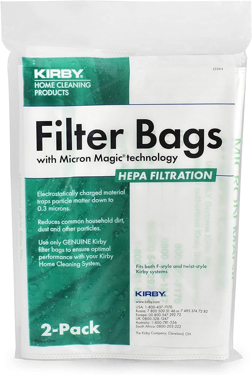 Kirby Allergen Plus Micron Magic HEPA Vacuum Bags for Kirby G4, G5, Gsix (2-Pack)