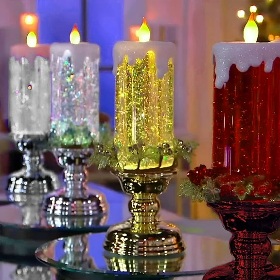 kiskick 1 Set Candle Light Swirling Glitter: Plug and Play Waterproof Flameless Christmas LED Night Light for Party Ambiance