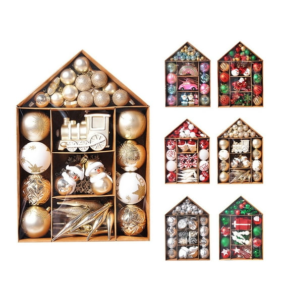 kiskick 1 Set Christmas Pendant Glitter House Shape Diverse Styles - Photography Props Golden Silver Color Christmas Ball for Christmas Festivities