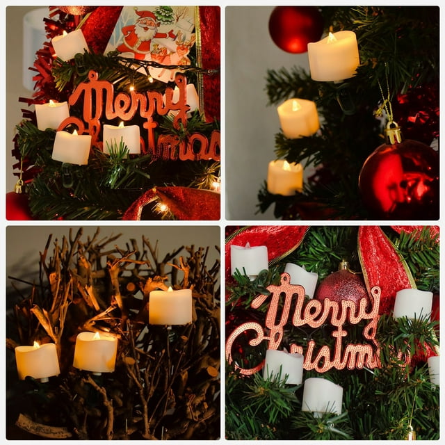kiskick 9Pcs/Set Tealight Flicker Candles with Clips: Wave Edge Decorative Timer Function Flickering LED Candle Light for Christmas Ambiance