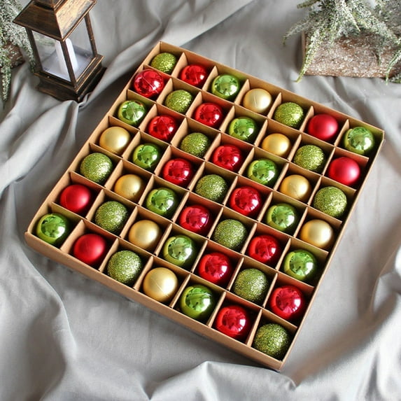 kiskick Colored Electroplated Christmas Balls - 49Pcs/Box, Hanging Ornament, Holiday Party DIY Accessories, Christmas Tree Pendant Home Decor Party Supplies