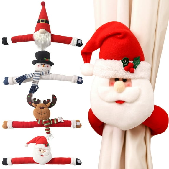 kiskick Curtain Buckle Curtain Holder – Indoor Curtain Decoration with Three-dimensional Santa Claus, Elk, Snowman Shapes for Family Christmas Atmosphere Dress Up Props