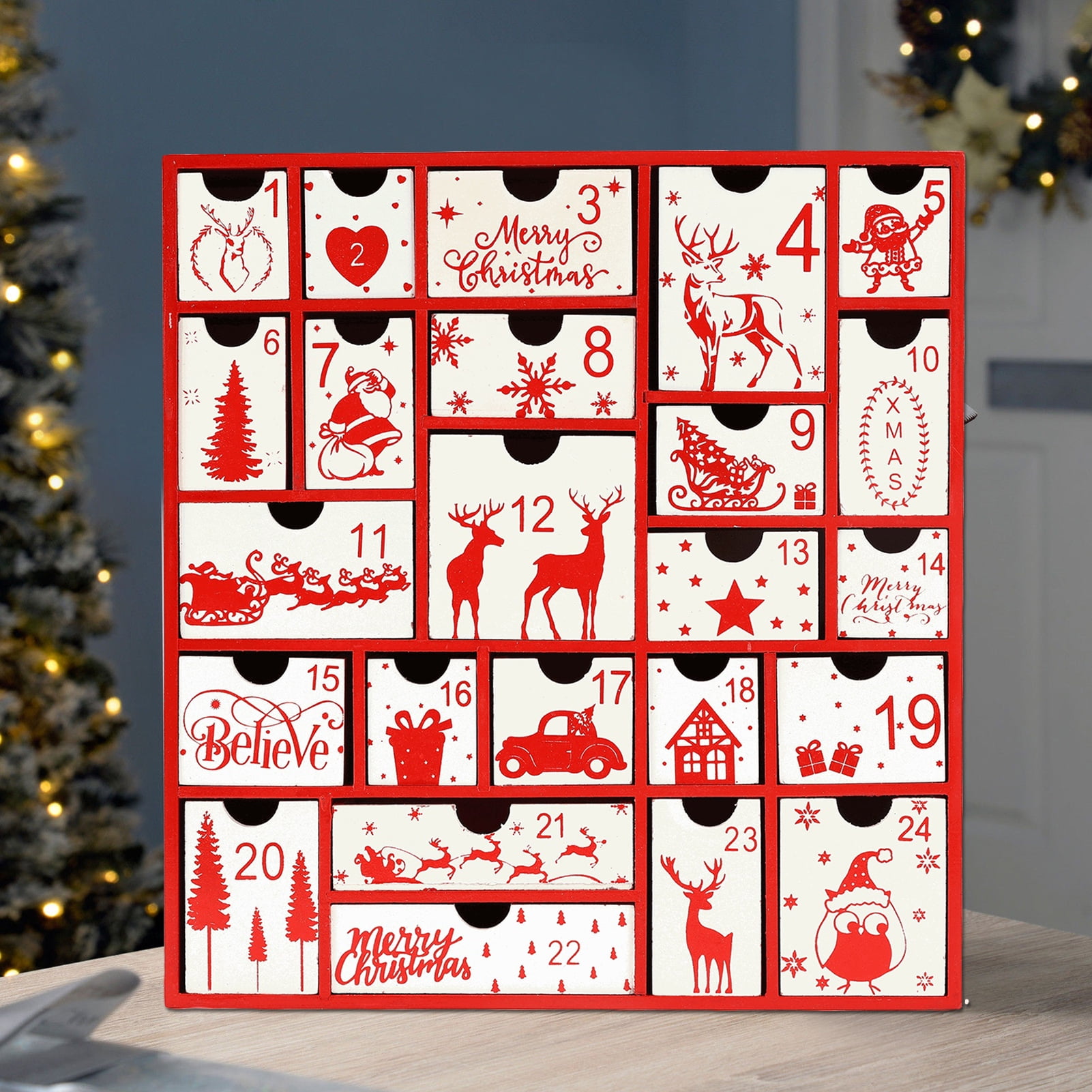 kiskick Engraved Christmas Countdown Gift Box - Smooth Edges MDF 24 ...