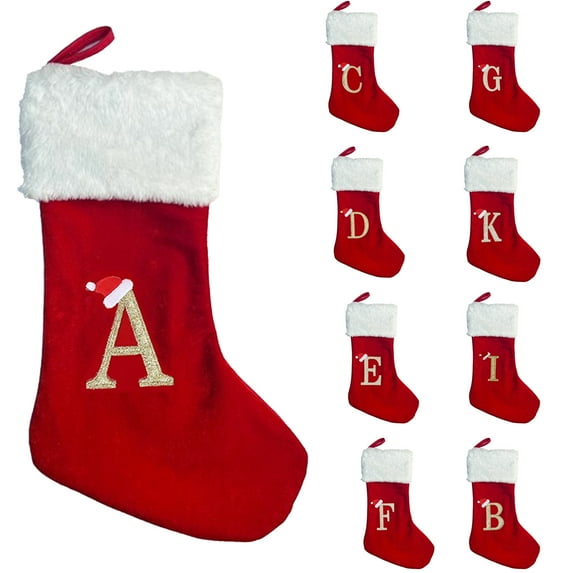 kiskick Letter Embroidered Knit Christmas Stocking Pendant – Christmas Stocking for Gifts, Christmas Decoration