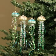 kiskick Stylish Xmas Glass Pearl Jellyfish Pendant - Set of 4 Fine Crafted Decorations with Long Lifespan, Good-looking and Festive Atmosphere Enhancers for Home