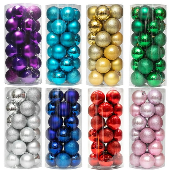 kiskick Unbreakable Christmas Balls Set - 24Pcs Matte Hanging Balls with Lanyard Design, Reusable Xmas Party Decor for Party