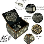 kiskick Wooden Music Box, Manual Handle Soothing Melody, Engraved Words Mini Mechanical Musical Box, Girlfriend Boyfriend Wife Husband Birthday Wedding Anniversary Gift