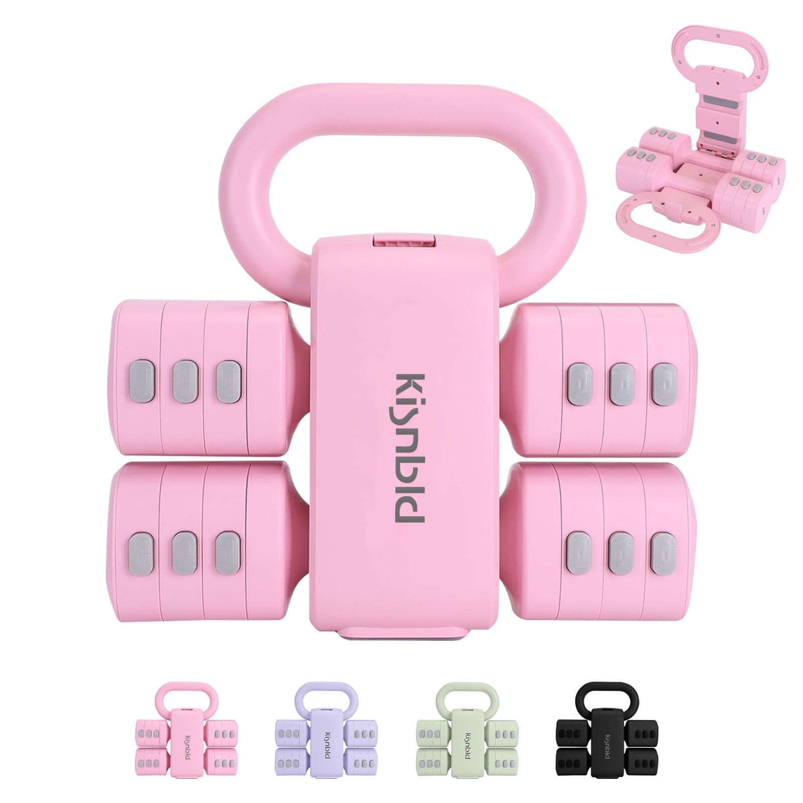 kisnbld Adjustable Kettlebell Set, 2 in 1 Free Weights Dumbbells & Kettlebell Set for Women 