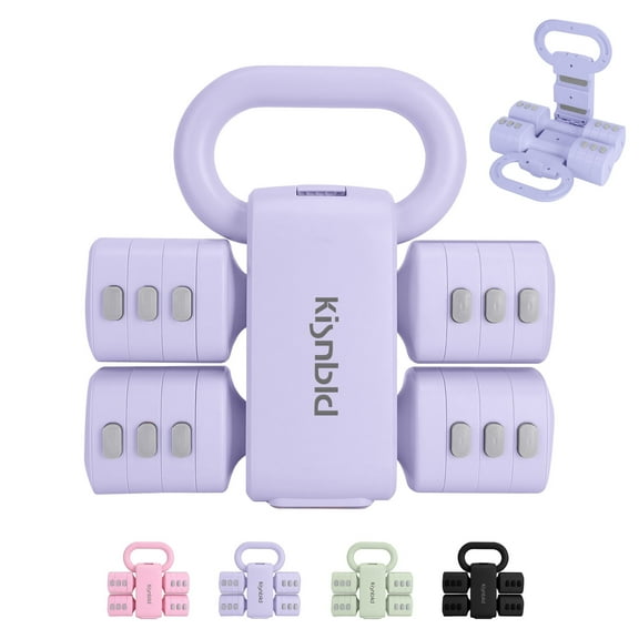 kisnbld Adjustable Kettlebell Set, 2 in 1 Free Weights Dumbbells & Kettlebell Set for Women with Fast Adjustment, Each 2lb 3lb 4lb 5lb Hand Weights Set for Home Gym & Outdoor Exercise Training