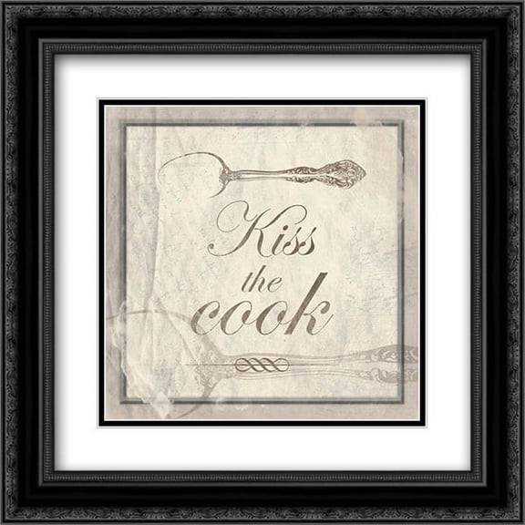 kiss the cook 2x Matted 20x20 Black Ornate Framed Art Print by Grey, Jace