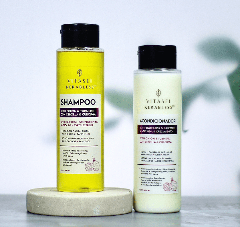 kit kerabless anti hair-loss and growth - shampoo + conditioner with onion and tumeric