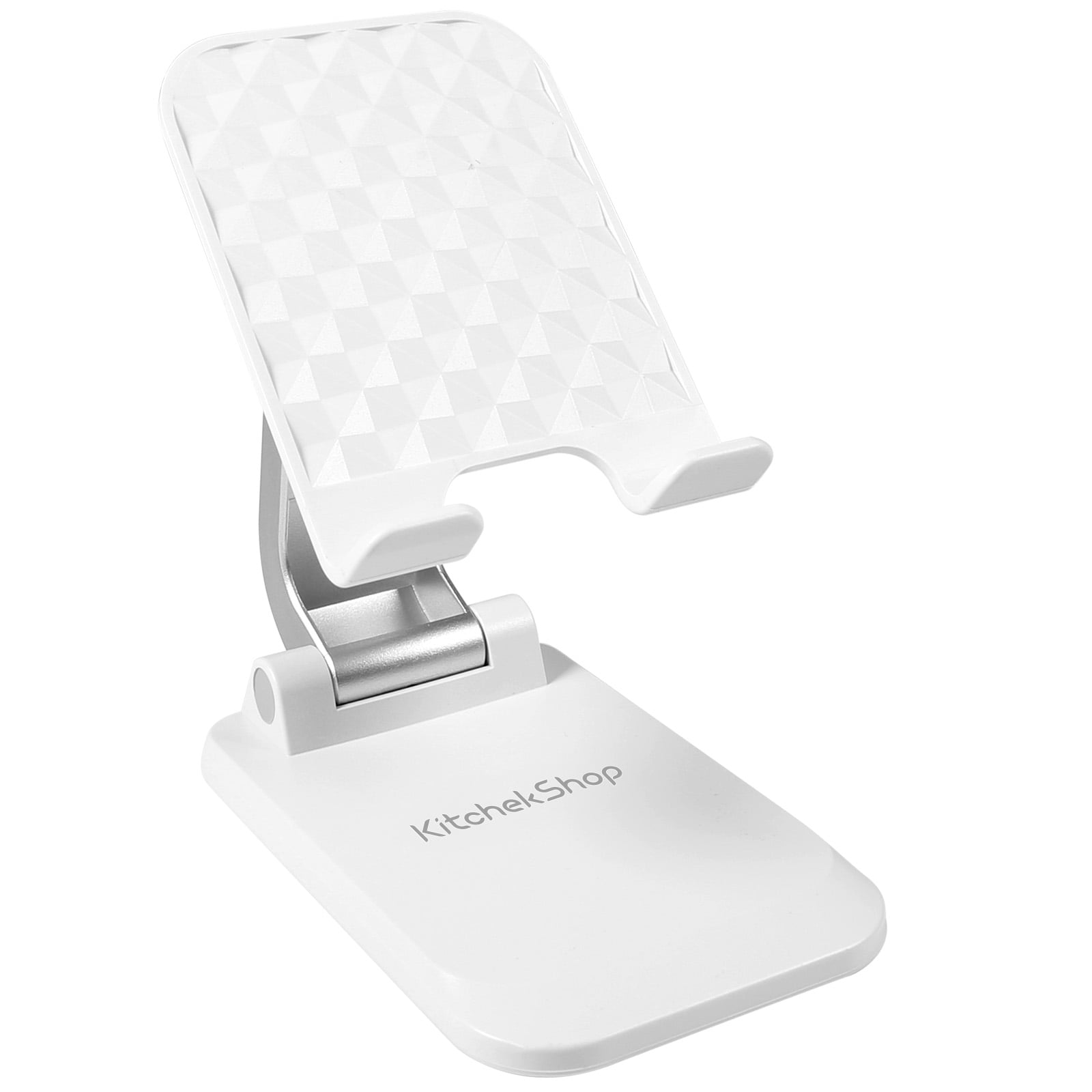 kitchekshop Adjustable Cell Phone Stand, Universal Desktop Holder for iPhone & Android, Foldable for Travel – Watch Videos, Video Call or Cook Hands-Free