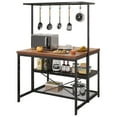 thumbnail image 1 of kitchen Island, Bakers Rack, Island Table for Kitchen,3 Tier Microwave Stand Oven Shelf with Storage,Large Coffee Bar Table, Storage Shelf for Kitchen Dining Room Living Room,5 Hooks,42"*28"*72", 1 of 9