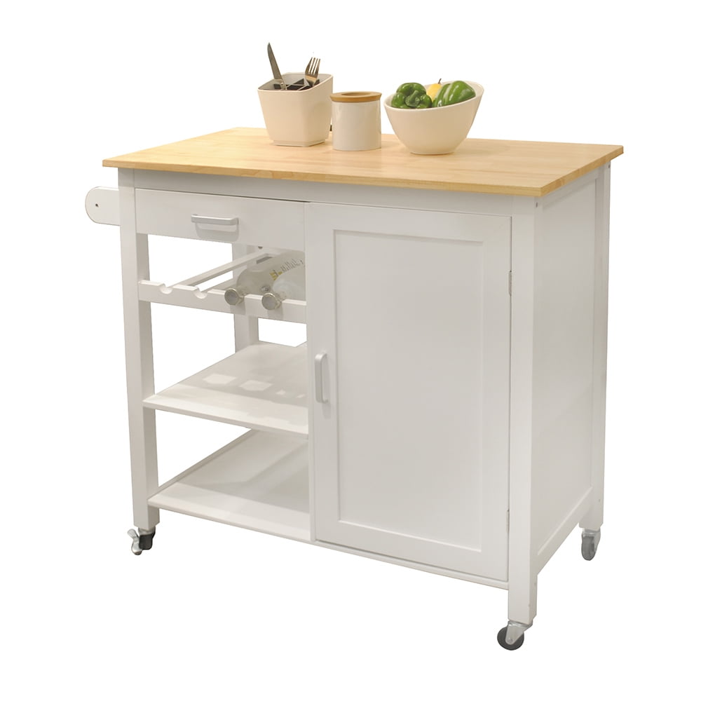kitchen Island on Wheels, Rolling Kitchen Island Cart with Side Towel