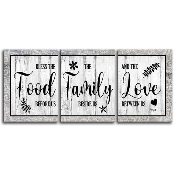 kitchen Wall Art for Dining Room Decor Signs,Canvas Prints Kitchen Wall Decoration Sign,Rustic Farmhouse Home Living Room for Bedroom Wall Decor Artwork (White-Food, 12 X 15 X 3)