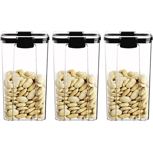 Usefull Containers kitchen jars Cereal Container Storage Set 3 Piece Airtight Plastic ...