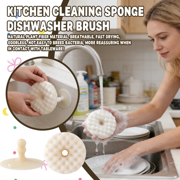 kitchen sink sponge holder - Kitchen Sponge Cleaning Brush Dishwashing Brush with Suction Cup Holder Dish Scrubber-Brush for Sink Pot Pan Cleaning Non-Scratch Scouring Pad Brush