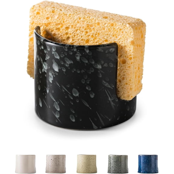 kitchen sponge rack, ceramic sink rack, dish washing sponge rack, suitable for kitchen sink, bathroom, black