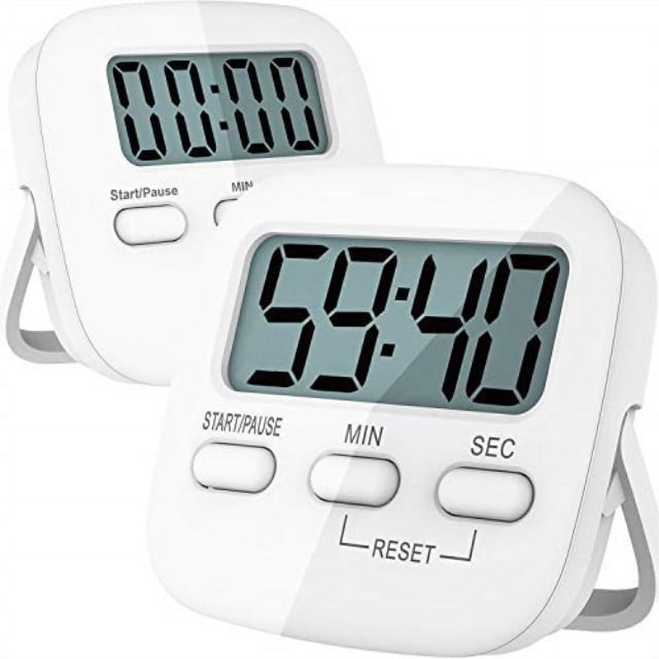 Uigos 2 Pack Digital Kitchen Timer II 2.0, Big Digits, Loud Alarm, Magnetic  Backing, Stand, for Cooking Baking Sports Games Office (White) (2 Pack)