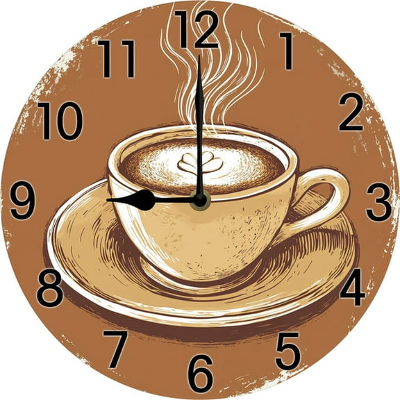kitchen wall clock Coffee Clock farmhouse Wooden Decor Silent clocks for Bar Cafe Office Decor 10 Inches Dinning Room Decoration