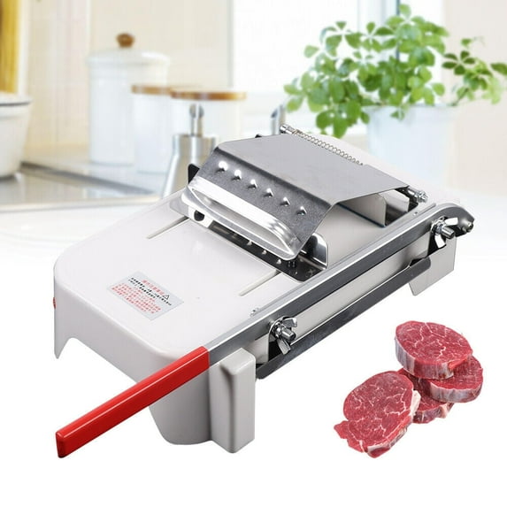 kitneed Manual Frozen Meat Slicer, Stainless Steel Meat Cutter, Adjustable Vegetable Cheese Food Cleaver with Pressing Cover for Home Cooking and Commercial Cooking