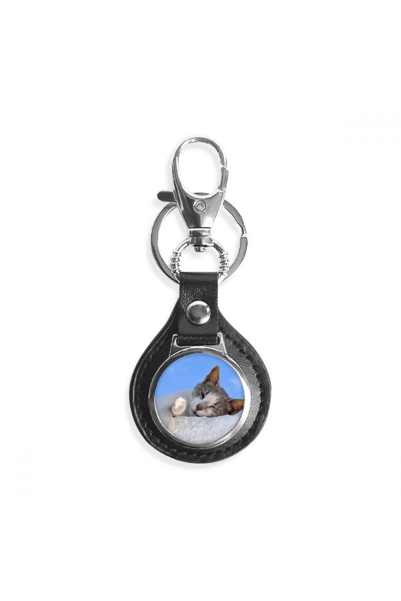 kitty cat pet relax sleep animal adorable key link chain keyholder finder hook metal