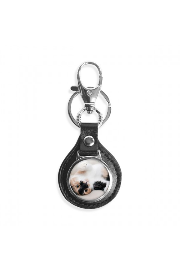 kitty cat stripes relax sleep animal key link chain keyholder finder hook metal