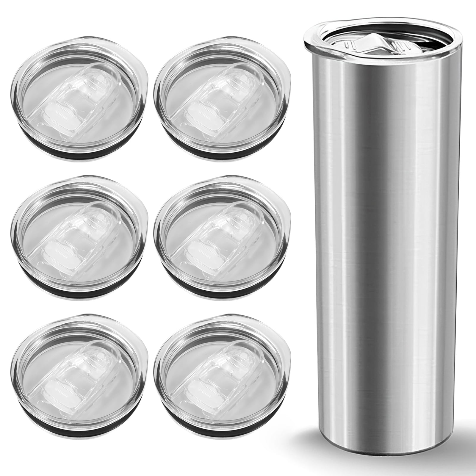 kitwin 6Pcs Skinny Tumbler Lid Plastic Tumbler Replacement Lids Splash Resistant Tumbler Covers