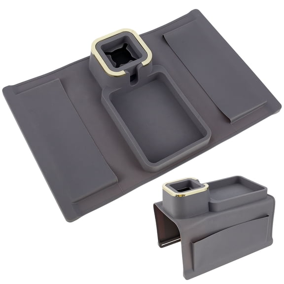 kitwin Couch Cup Holder Tray Non-Slip Sofa Armrest Tray Silicone Sofa Cup Holder Multifunctional Couch Armrest Tray Grey Couch Caddy with Cup Holder for Cups Glasses Remote Control Phone