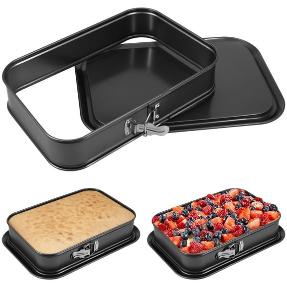 kitwin Springform Pan Non-Stick Cheesecake Baking Pan Metal Square/Rectangle Cake Lock Making Pan with Removable Loose Base Leak-Proof Bakeware Dishwasher Safe for Home Kitchen DIY