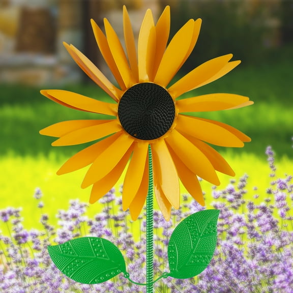 kitwin Wind Spinner 3D Metal Sunflower Windmill Heavy-Duty Metal Wind Spinners Decorative Sunflower Farm Art Sculpture Vivid Sunflower Craft for Yard Garden Patio Lawn