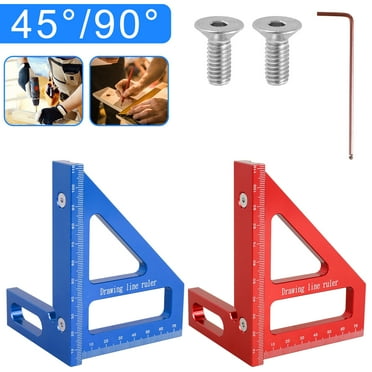 kitwin Woodworking Angle Ruler Aluminum Alloy 45/90掳 Miter Triangle Ruler Sturdy Square Protractor Precise Carpenter Measuring Ruler Layout Measuring Tool for Woodworking
