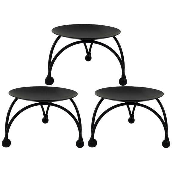 kjfeif 1/2/3PCS Geometric Round Wrought Iron Candle Holder Candle Holder Gift Dinner Table Decoration Round Trays Desktop Decoration Ornament, Black