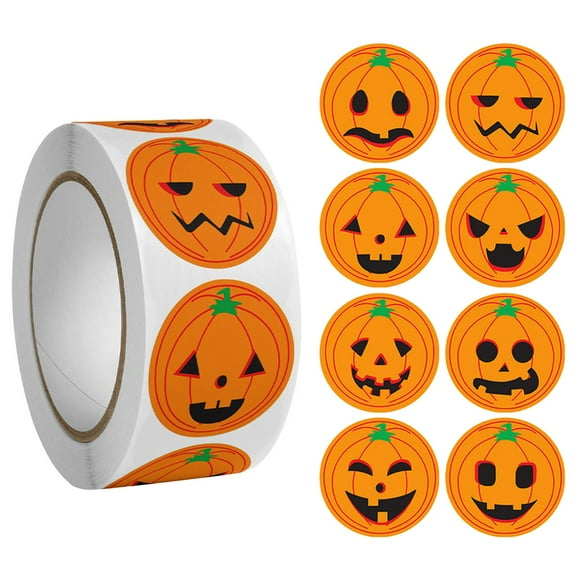 kjfeif 1 Roll Of 500 Stickers Halloween Sticker Label Decoration, 1 inch Cute Self Adhesive Gift Stickers Envelope Seals Paster for Halloween Decorations
