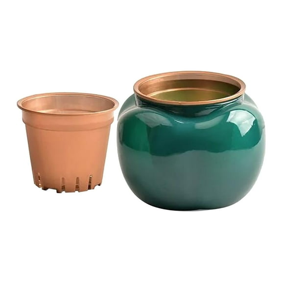 kjfeif 1Pcs 4 Inch Self Watering Plastic Planter with Inner Pot Flower Plant Pot,Modern Decorative Flower Pot for All House Plants,Flowers,Herbs,African Violets