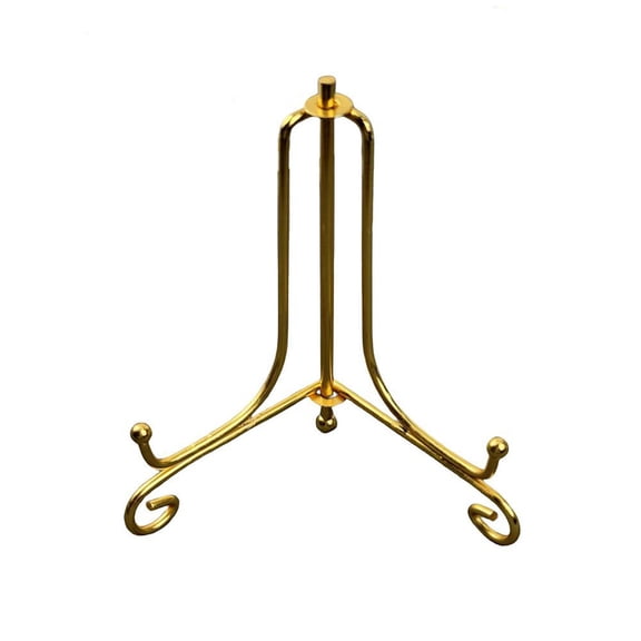 kjfeif 4-Inch Gold Metal Plate Stands, Decorative Tabletop Easels for Displaying Plates, Photos, Cards, Mini Signs, and Slabs, Perfect for Party and Wedding Decor