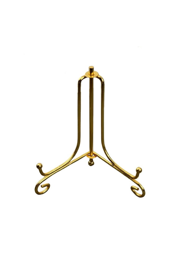 4-Inch Gold Metal Plate Stands, Decorative Tabletop Easels for Displaying Plates, Photos, Cards, Mini Signs, and Slabs, Perfect for Party and Wedding Decor