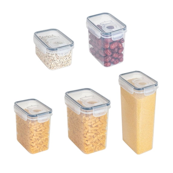 kjfeif 5 Size Single Clear Plastic Storage Jars Vacuum Proof Fresh Storage Airtight Jars Kitchen Airtight Jars With Lids Proof Crispers for Kitchen & Party Organization