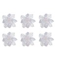 thumbnail image 1 of kjfeif 6 Pcs Glitter Silver Christmas Flowers Christmas Tree Christmas Wreath Accessories Ornaments,3.93 Inch Artificial Poinsettia Flowers for Xmas Holiday Home Party Decor, 1 of 8
