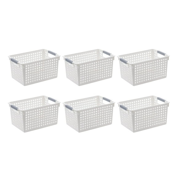 kjfeif 6Pcs Plastic Storage Basket with Handle for Home,Rectangular Storage Basket Desktop Sundries Storage Basket Bathroom Hollowed Out Bath Basket Frame