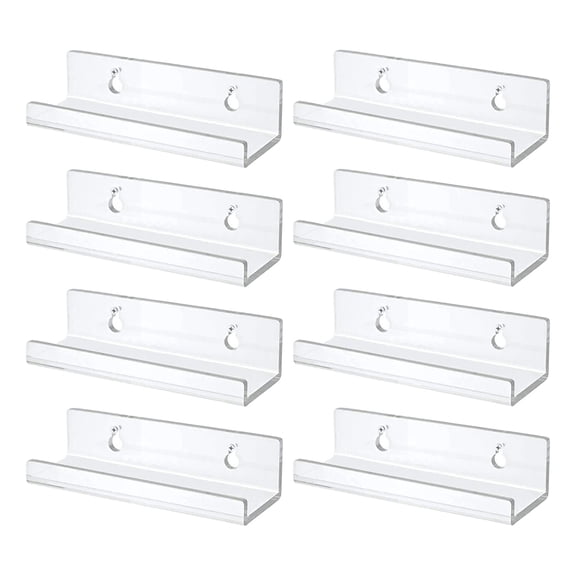 kjfeif Clear Acrylic Wall Mount Shelves, 4-Inch Floating Ledges for Vinyl Records, Books, Magazines, or Decor, Modern Display for Living Room, Bedroom, or Office