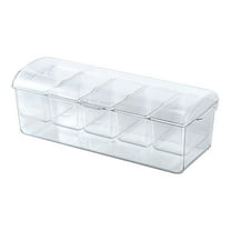 kjfeif Bar Serving Tray on Ice with 5 Compartments Container, Fruit Trays for Serving , Garnish Platters with Lid , Clear