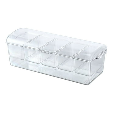 kjfeif Bar Serving Tray on Ice with 5 Compartments Container, Fruit Trays for Serving , Garnish Platters with Lid , Clear