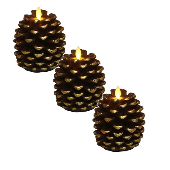 kjfeif Candles Battery Operated Flickering LED Light Decor Real Wax Brown Candle For Thanksgiving Christmas Table Bedroom Desk Decoration Coffee